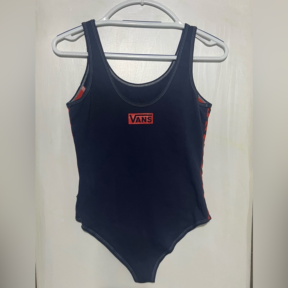 Vans bodysuit blue with red checkers Size M